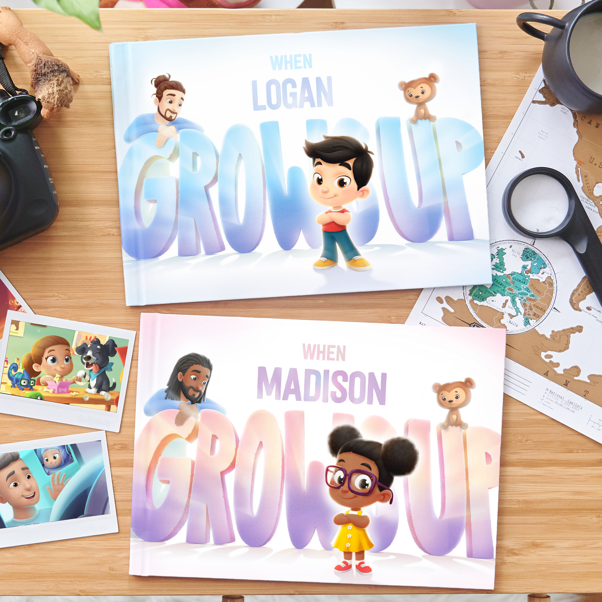 Two Hooray Heroes' Personalized Books "When Logan Grows Up" and "When Madison Grows Up"